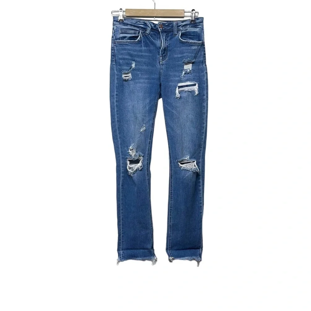 Bridge By Gly High Rise Ankle Straight Leg Distressed Jeans Size 25